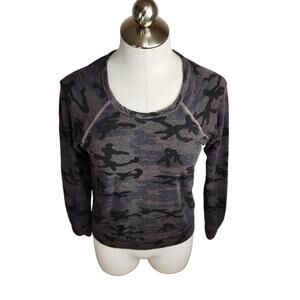 Sundry Camo Raglan Pullover‎ Sweatshirt Womens XS Gray Black
